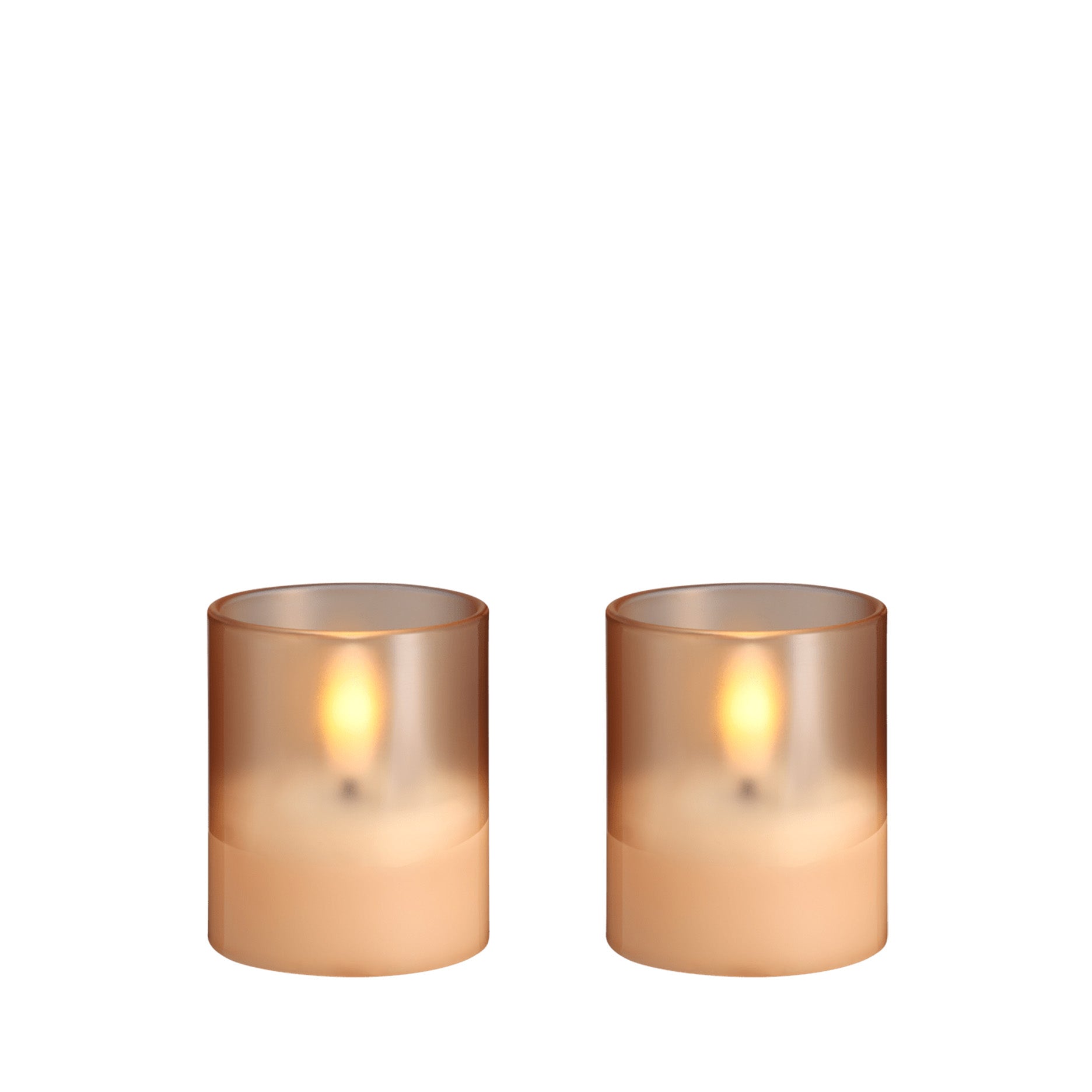 LED Glas-Kerze Hurricane 2 Stk 4,7 x 5,7 cm champagne